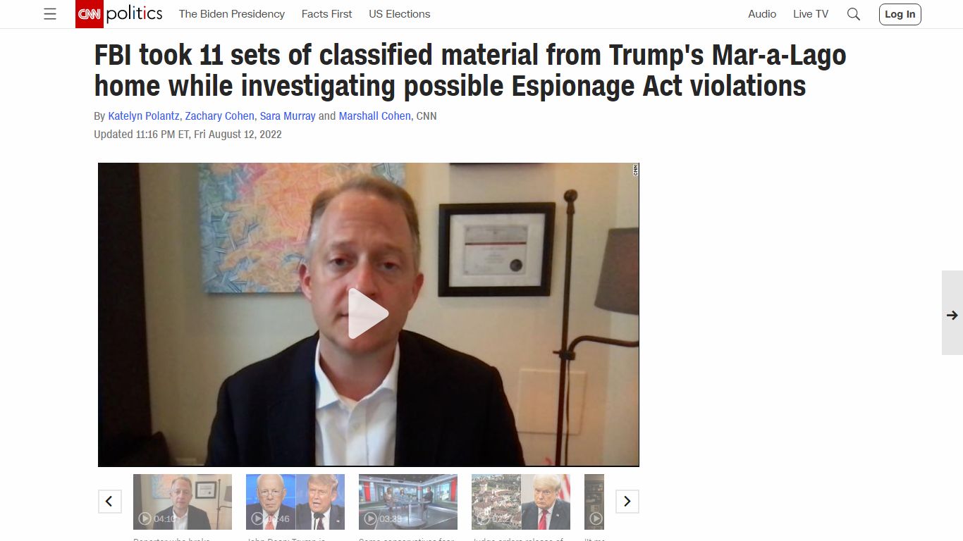 FBI took 11 sets of classified material from Trump's Mar-a-Lago home ...